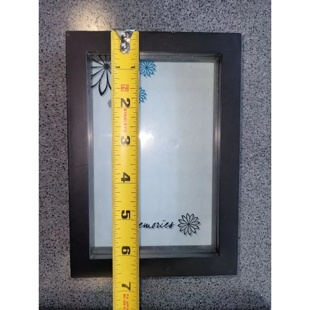 Black Shadow Box Frame Set of 2 Floral Butterfly Glass 6x7.5 & 4.5x6.5